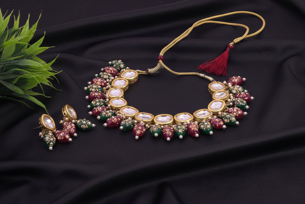 Kundan necklace, meenakari