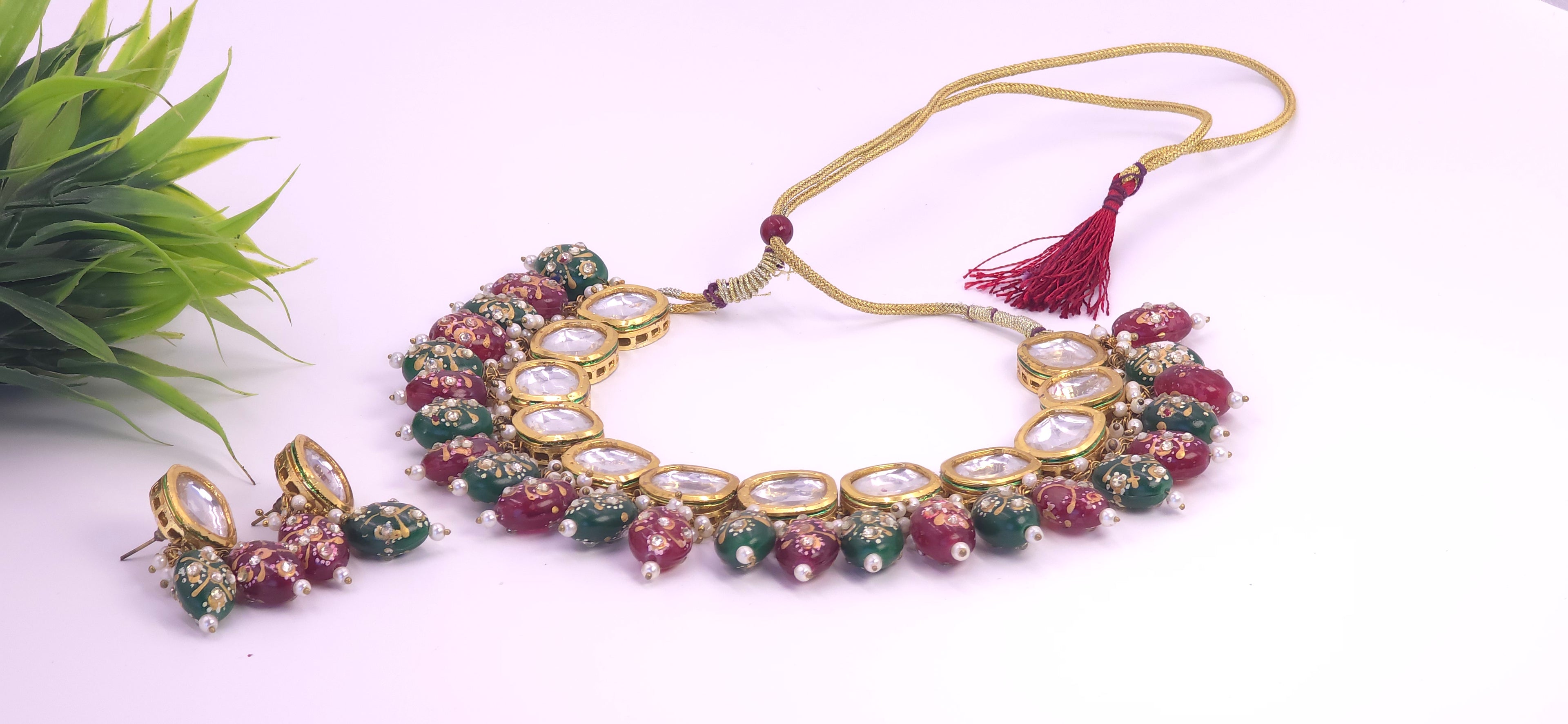 Kundan necklace, meenakari