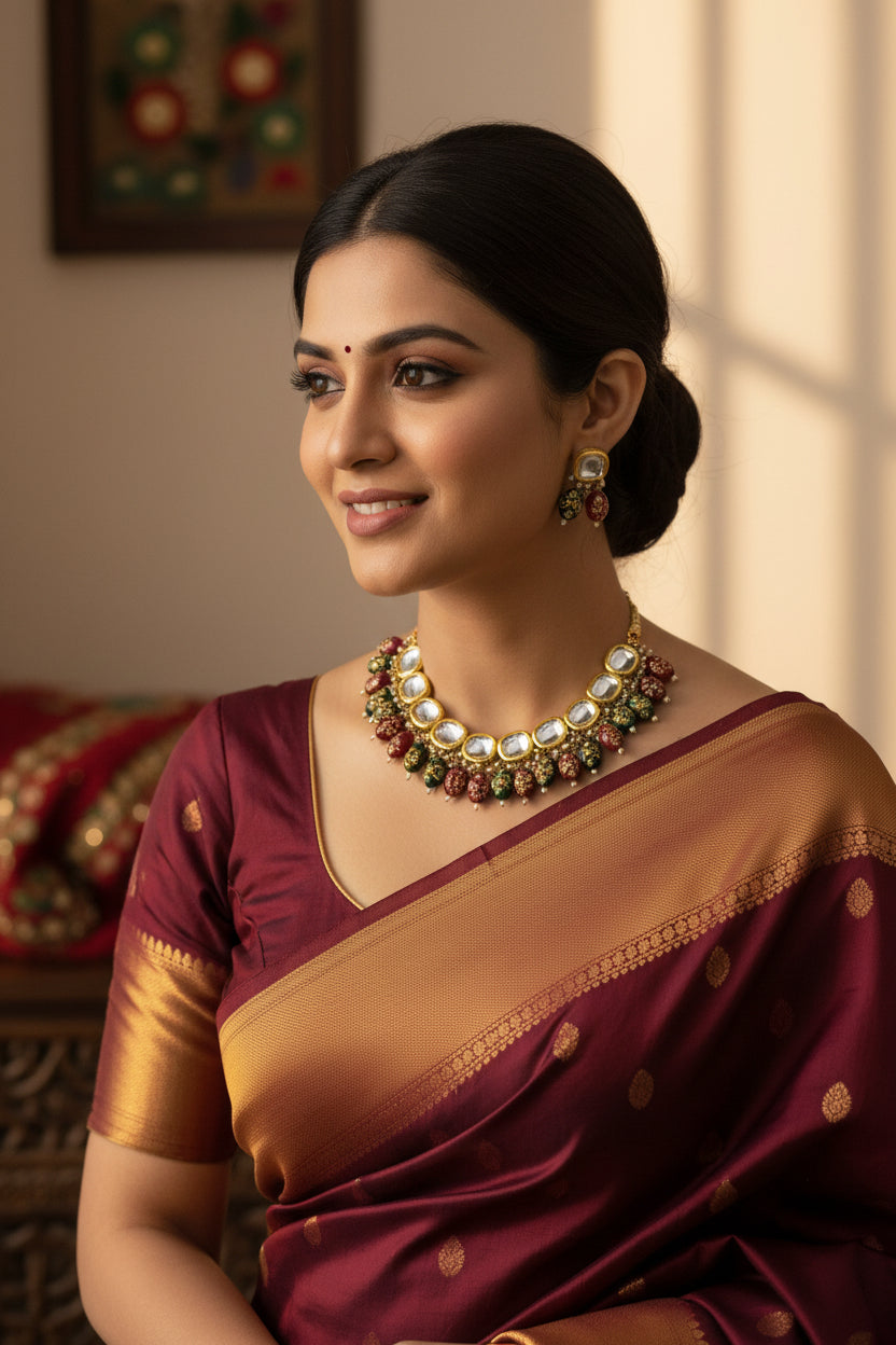 Kundan necklace, meenakari