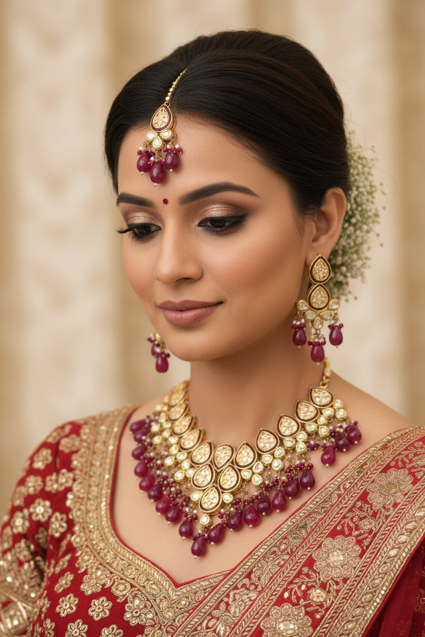 Bridal Kundan set with red beads