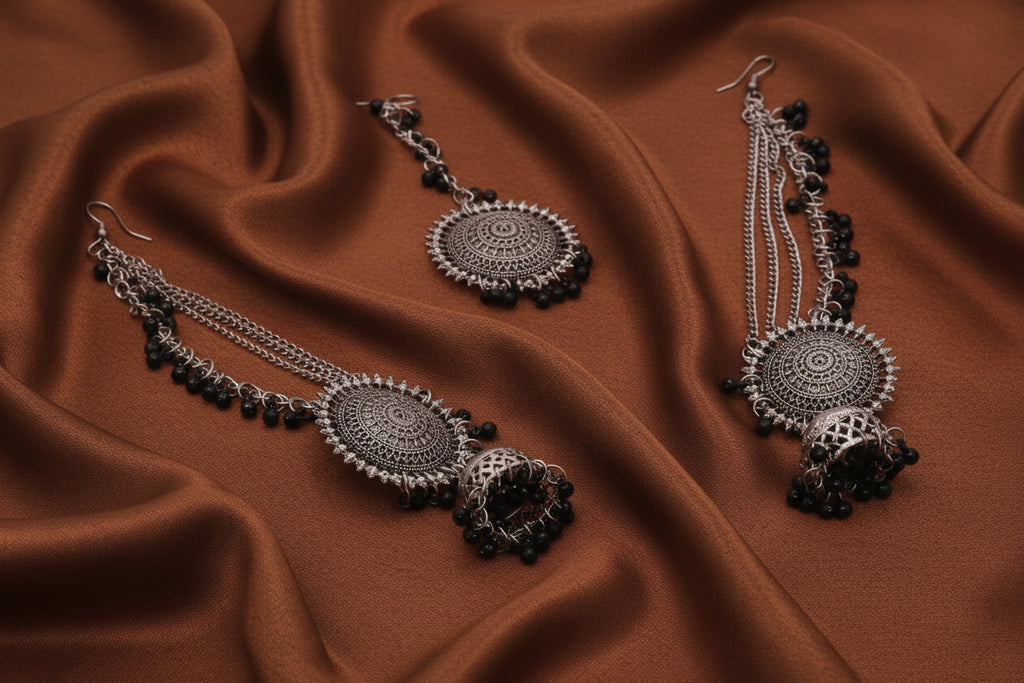 Oxide earring and mangtika