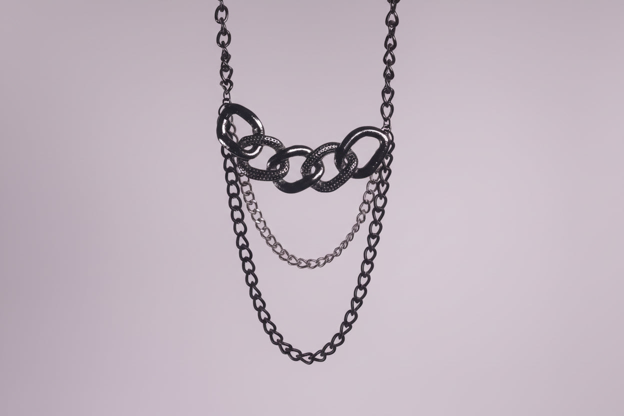 Black metal chain necklace