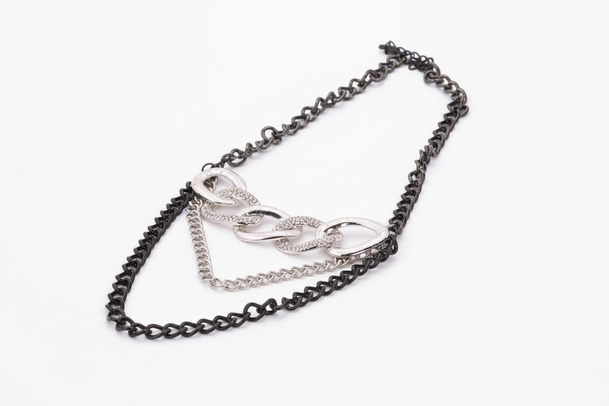 Black metal chain necklace
