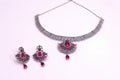 .diamond necklace set with pink stones