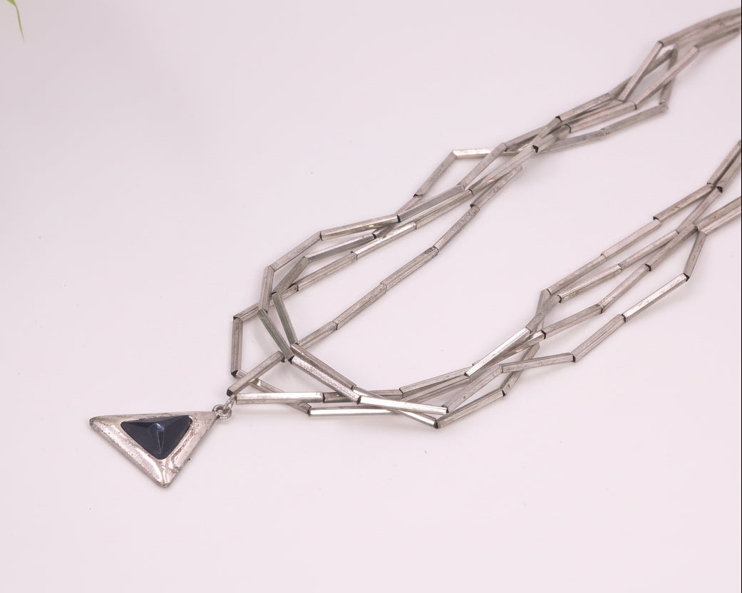 Black triangle pendant necklace