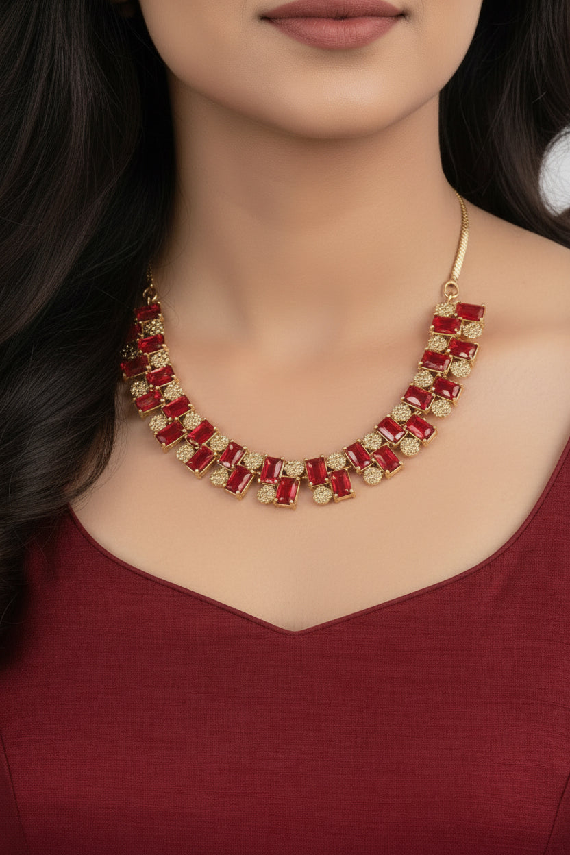 AD necklace with pink stones