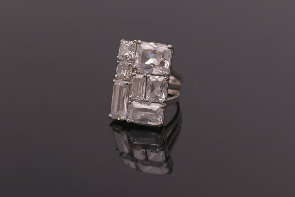 White stones large finger ring