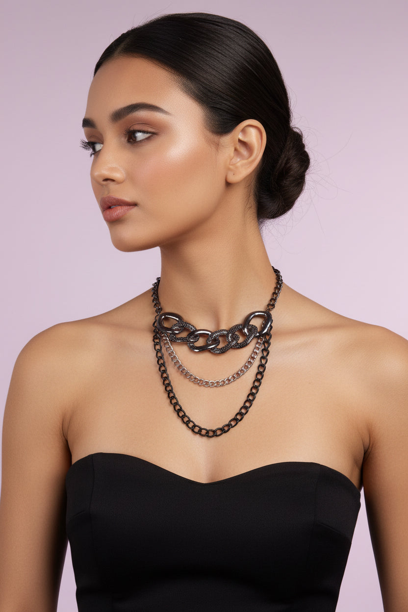 Black metal chain necklace