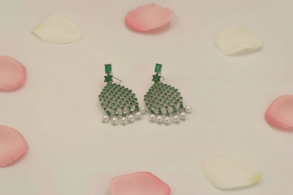 ' AD necklace set  green stones