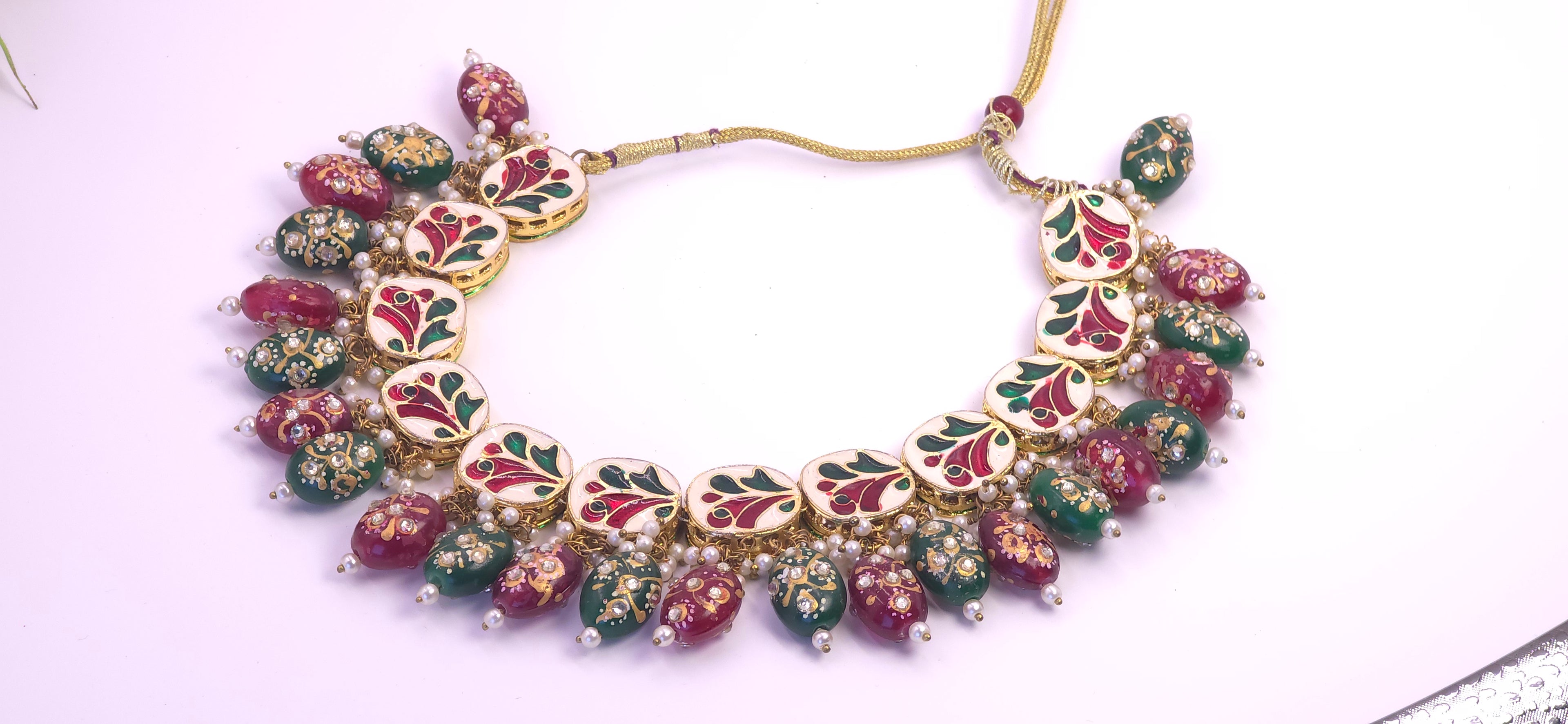 Kundan necklace, meenakari