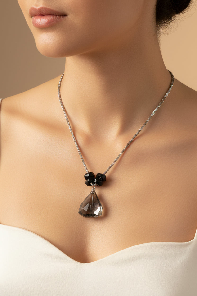 Black crystal fancy necklace chain