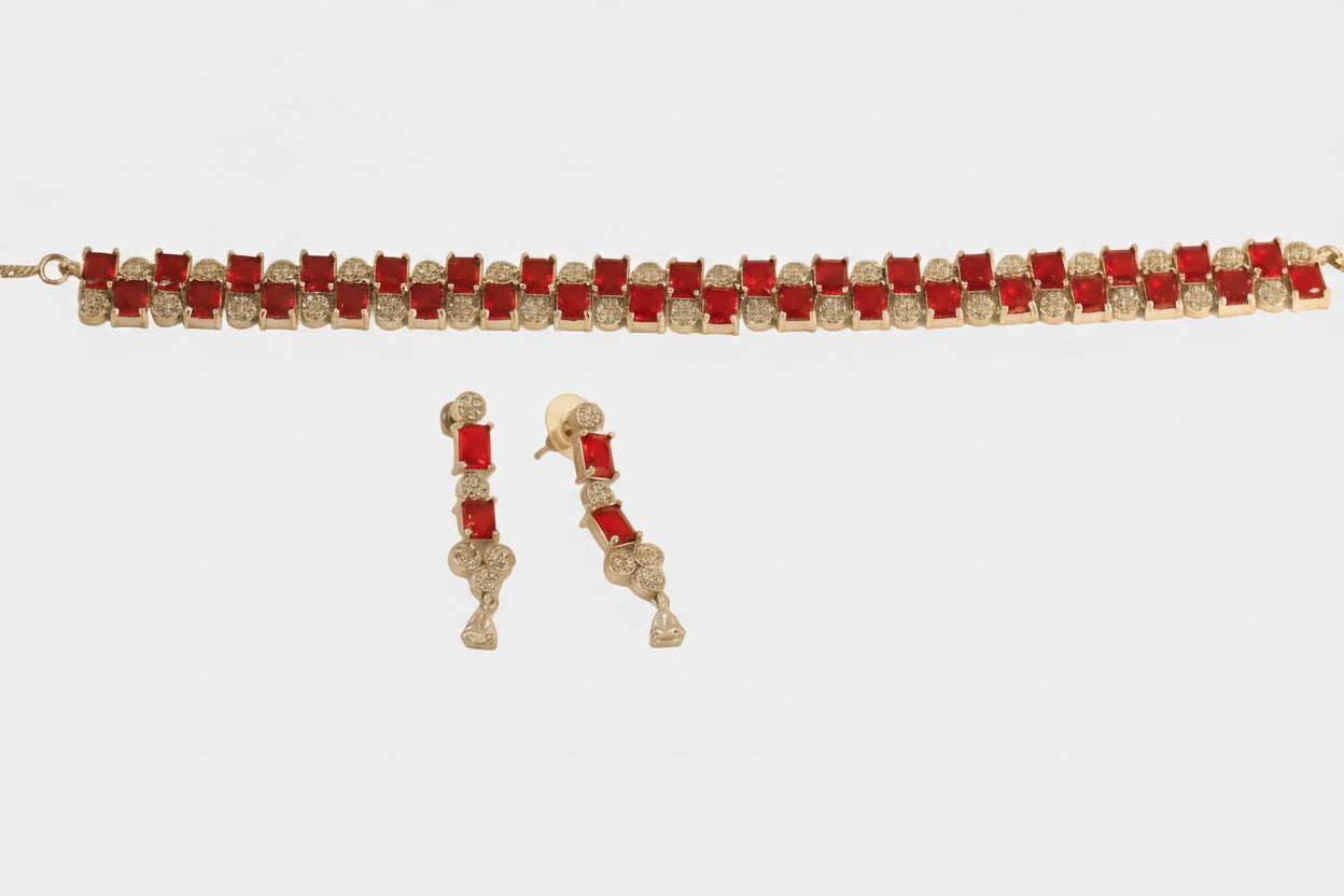 AD necklace with pink stones