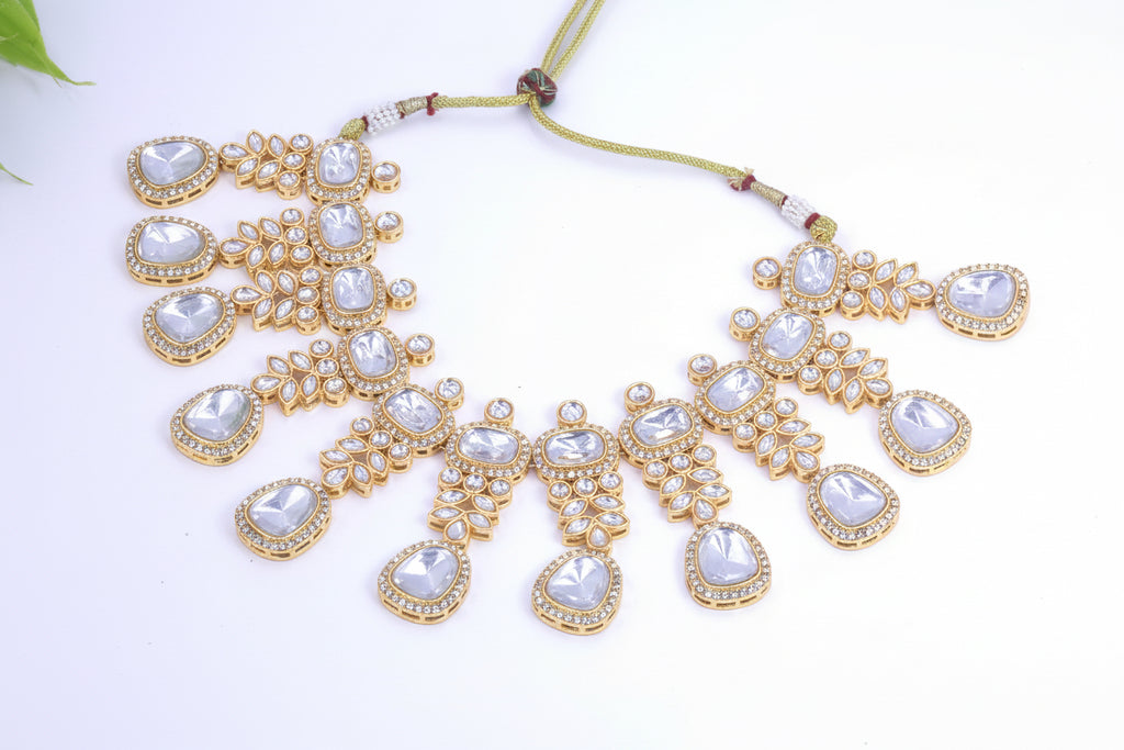 Ornate necklace with white stones