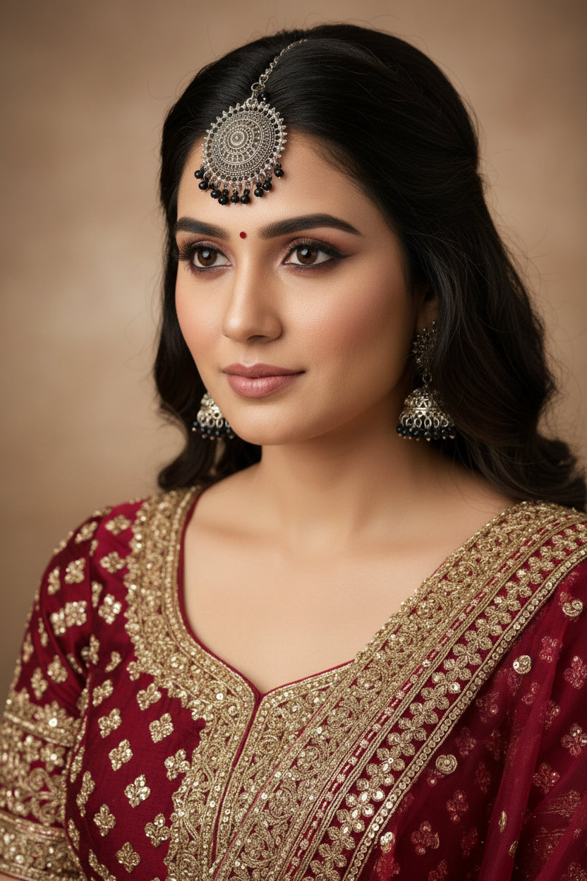 Oxide earring and mangtika