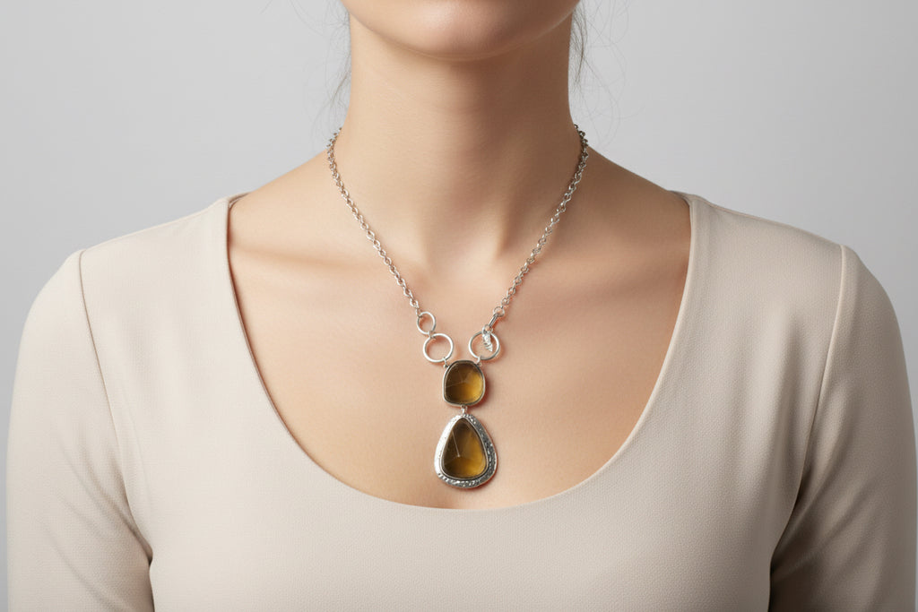 Olive crystal necklace chain