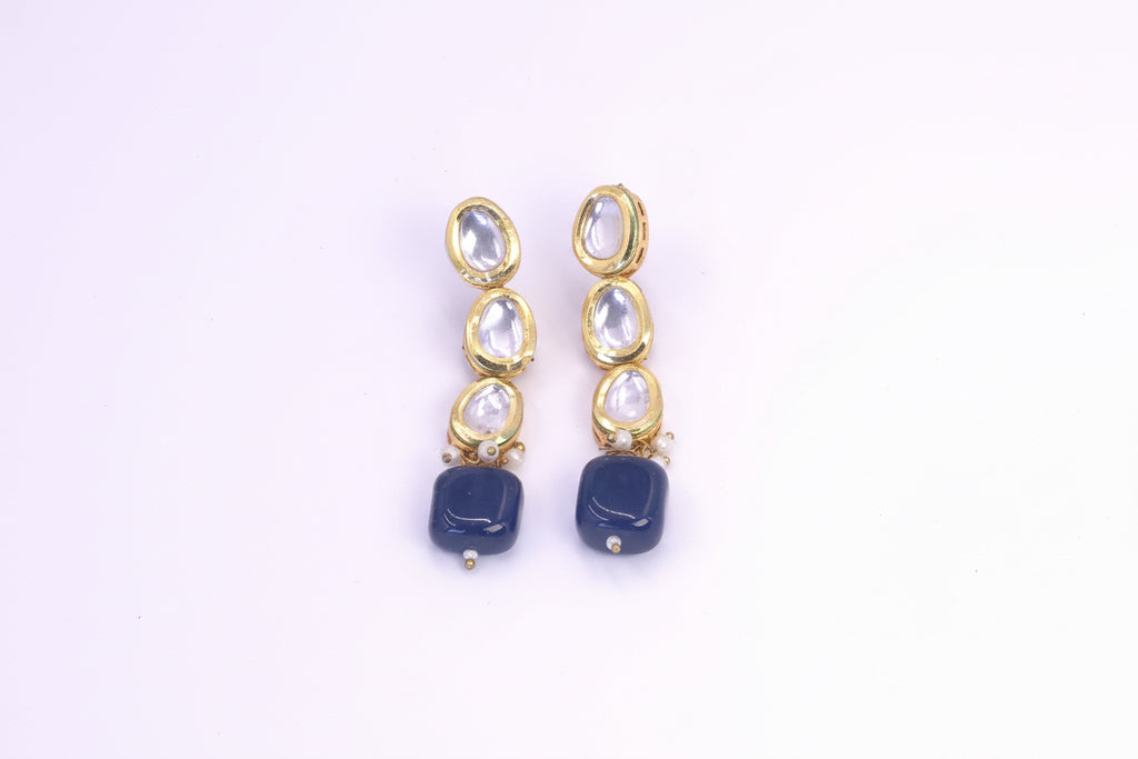 Kundan necklace set with blue beads