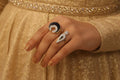 Diamond finger ring set black