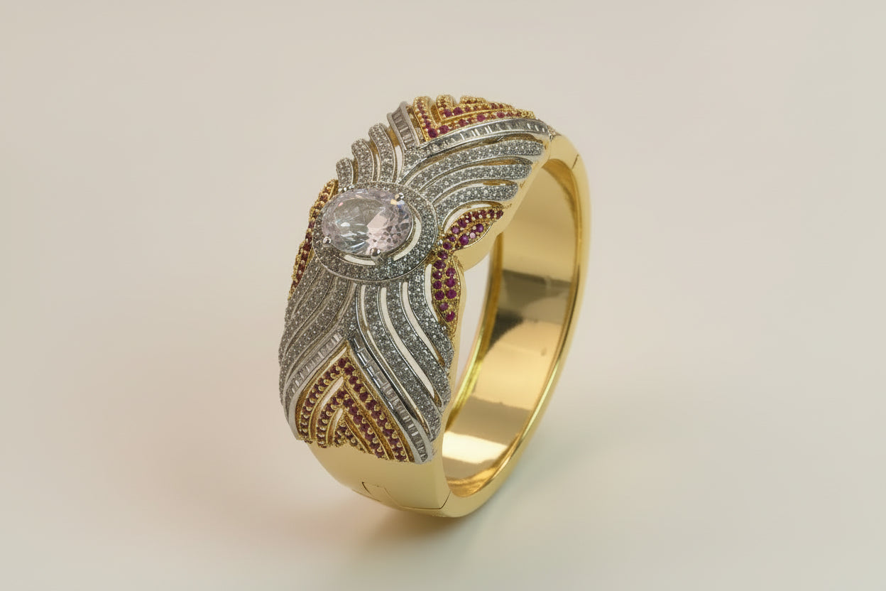 golden bracelet with white diamond