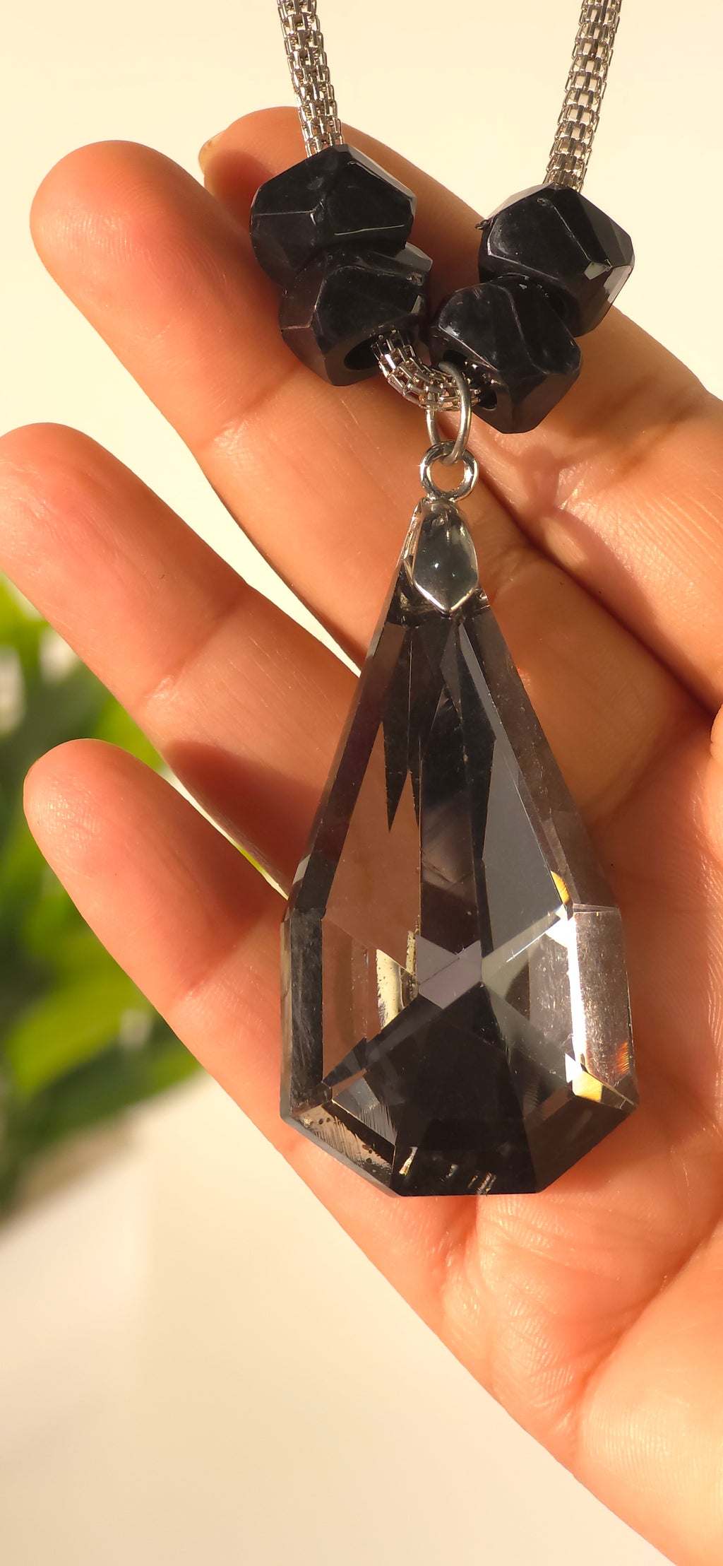 Black crystal fancy necklace chain