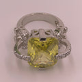 Lemon yellow diamond finger ring with silver ring