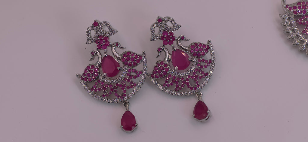 .diamond necklace set with pink stones