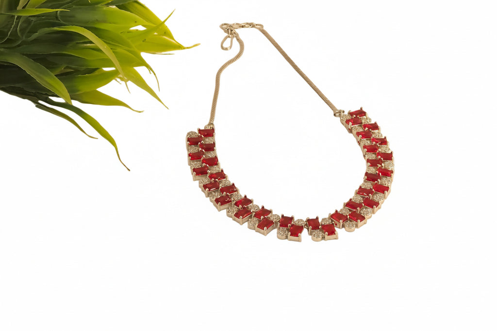 AD necklace with pink stones