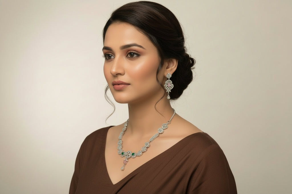 Silver ad necklace set